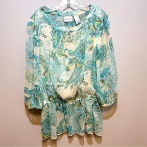Alfred Dunner Women's Paisley Blouse - Blue and Green‎